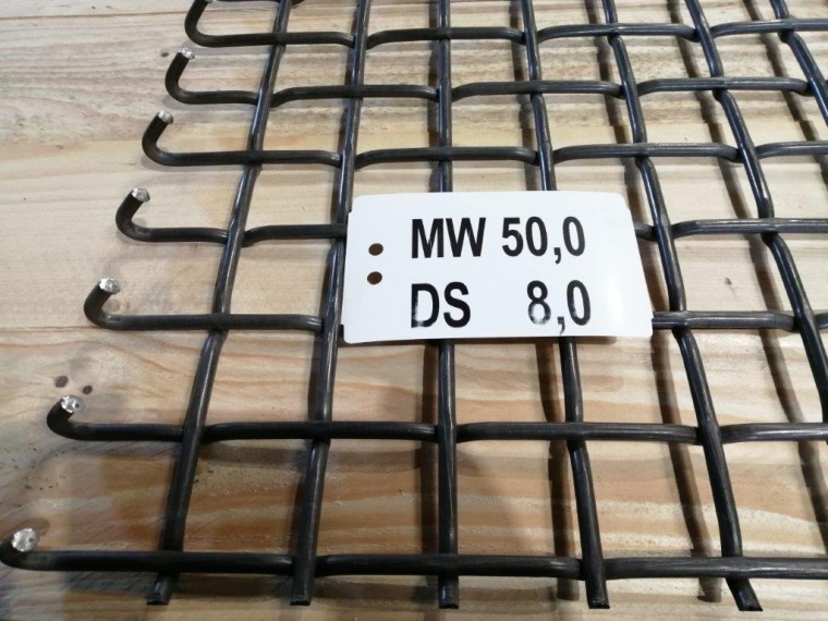 Maschenweite 50,0 mm Draht 8,0 mm Quadratmasche Federstahldraht passend für Metso Siebmaschine S2.5 uns bekanntes Maß Spa 1340 x FL 1220 mm